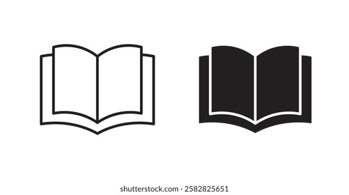 Book open filled and outlined icons vectors on white background