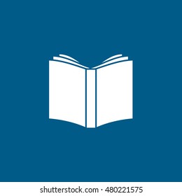Book Open Flat Icon On Blue Background
