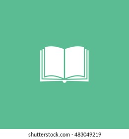 Book Open Flat Icon On Green Background