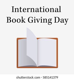 Book open with fluttering pages. International book giving day. Isolated on white background. Flat vector stock illustration