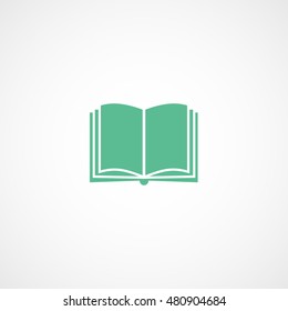 Book Open Green Flat Icon On White Background