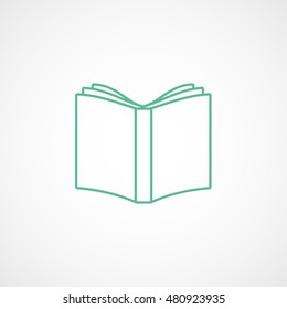 Book Open Green Line Icon On White Background