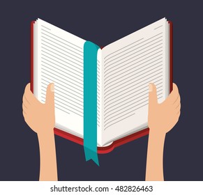 Book open with hands icon. Education knowledge learning and study theme. Colorful design. Vector illustration