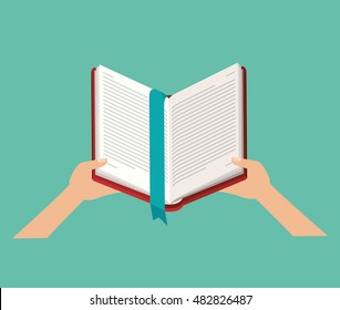 Book open with hands icon. Education knowledge learning and study theme. Colorful design. Vector illustration