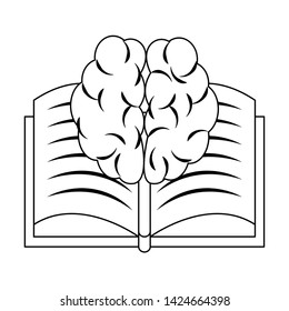 Book open with human brain symbol isolated vector illustration graphic design