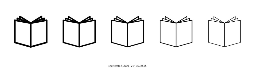 Book open icon graphic set. trendy stroke line style