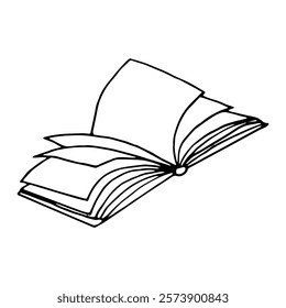 book open icon. hand drawn illustration in doodle style. vector, minimalism, monochrome.