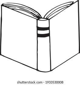 book open icon. sketch hand drawn doodle style. vector, minimalism, monochrome. learning, knowledge, story reading fairy tale