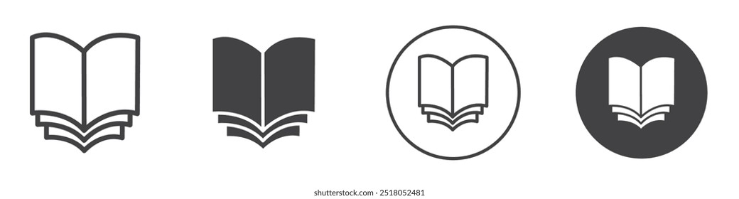 Ilustración de línea delgada de icono de libro abierto