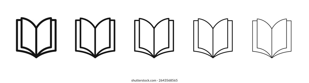 Book open icon vector outline set illustration sign