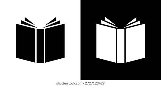Iconos abiertos de libro concepto de Vector plano. Ilustraciones en blanco y negro