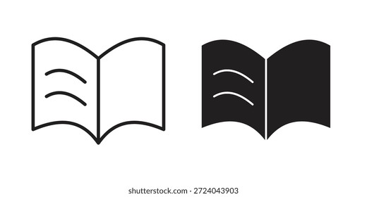 Projeto do logotipo dos ícones abertos do livro, ícones do pictograma
