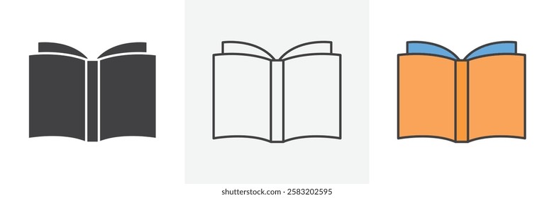 Book open icons pack for website designs