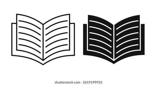 Book open icons set in black colors on white background