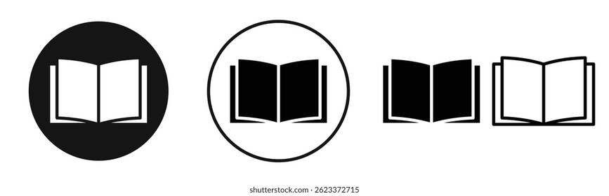 Book open icons in solid black and outlined style