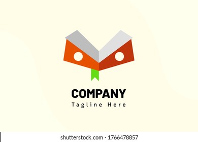book open illustration template education logo for school, e-learning, class online, class, club study, study, library, learning.