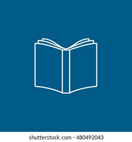 Book Open Line Icon On Blue Background