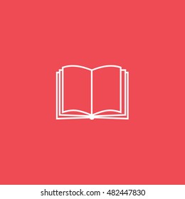 Book Open Line Icon On Red Background