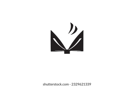 book open line with square simple black logo vector icon symbol design graphic illustration on white background 