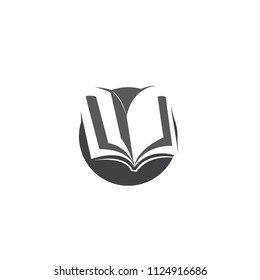 logo abierto del libro, espacio negativo del icono en el círculo