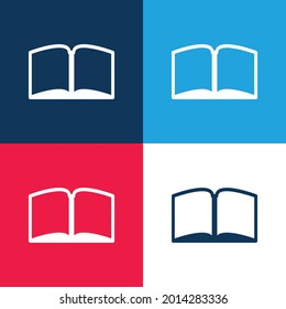 Book Open In The Middle blue and red four color minimal icon set