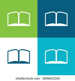Abrir libro en plano medio conjunto de iconos mínimo de cuatro colores