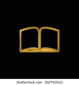 Book Open In The Middle gold plated metalic icon or logo vector
