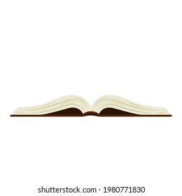 The book is open on white background. Book cartoon vector.