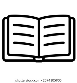 book open outlined icon on isolated white background. Education vector illustrations