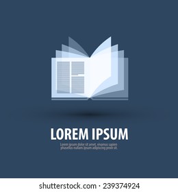 Book. Open book with pages. Logo, icon, template