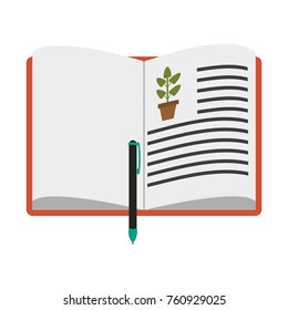 Book open with pen