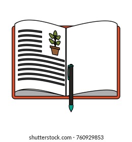 Book open with pen