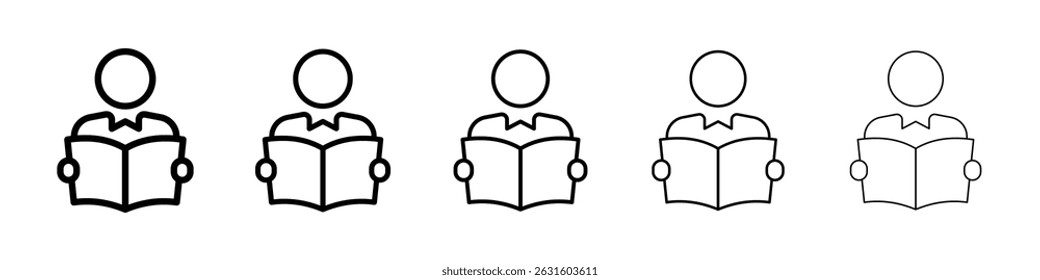 Ícone de livro aberto do leitor em preto. Ilustração vetorial para design gráfico