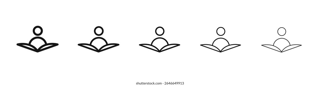 Book open reader icon black and white vector sign