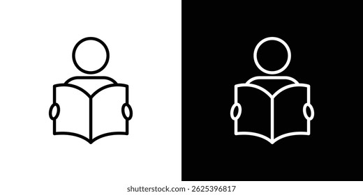 Livro aberto ícone leitor traçado conceito sobre fundo branco