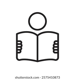 Book open reader icon Flat vector set outline