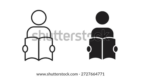 Book open reader icon glyph and line set thin line symbol concept.
