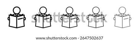 Book open reader icon graphic set. trendy stroke line style