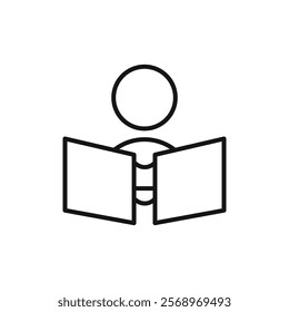 Book open reader icon Isolated flat vector in outline