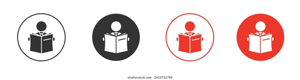 Book open reader icon for logo, vector sign symbol for design