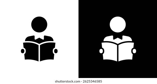 Vetor de linha simples de ícone de leitor de livro aberto. Símbolo, logotipo.