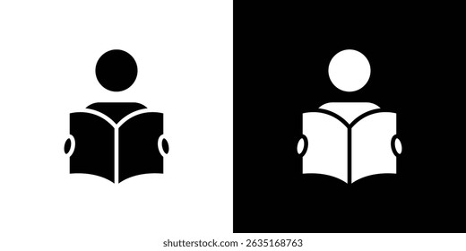 Símbolos de ícone de leitor de livro aberto. Ilustração vetorial.