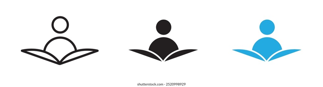 Book open reader icon thin line illustration