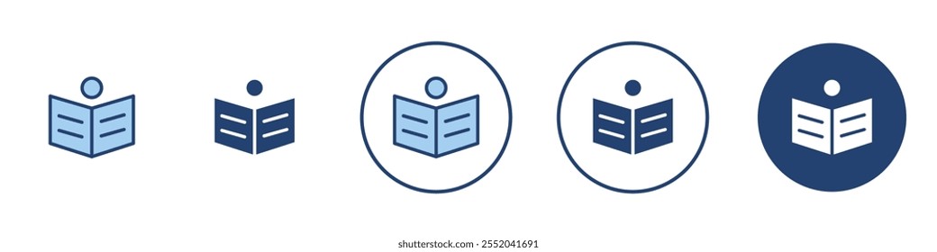 Ícone de leitor de livro aberto Linhagem fina isolada
