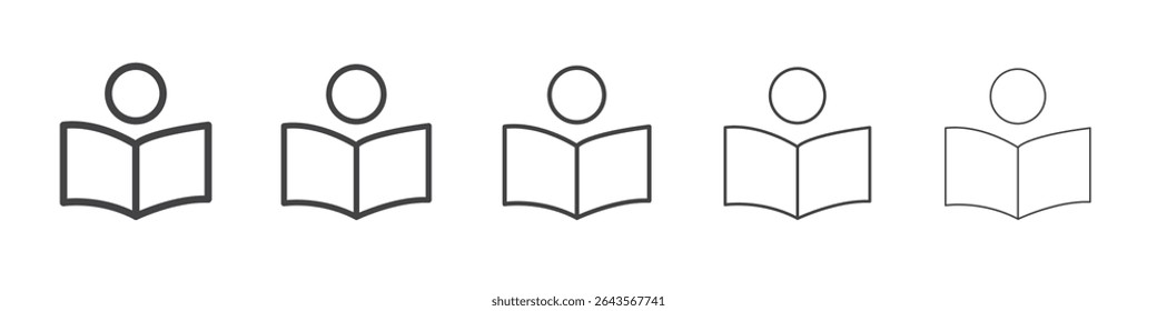 Book open reader icon vector outline set illustration sign
