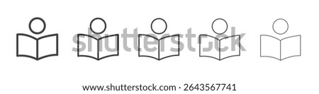 Book open reader icon vector outline set illustration sign