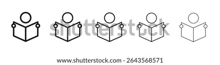 Book open reader icon vector outline set illustration sign