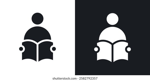 Book open reader icons set vectors black and colored style