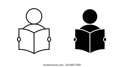 Book open reader icons. thin line vector icons