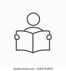 Book open reader vector icon isolated in black line